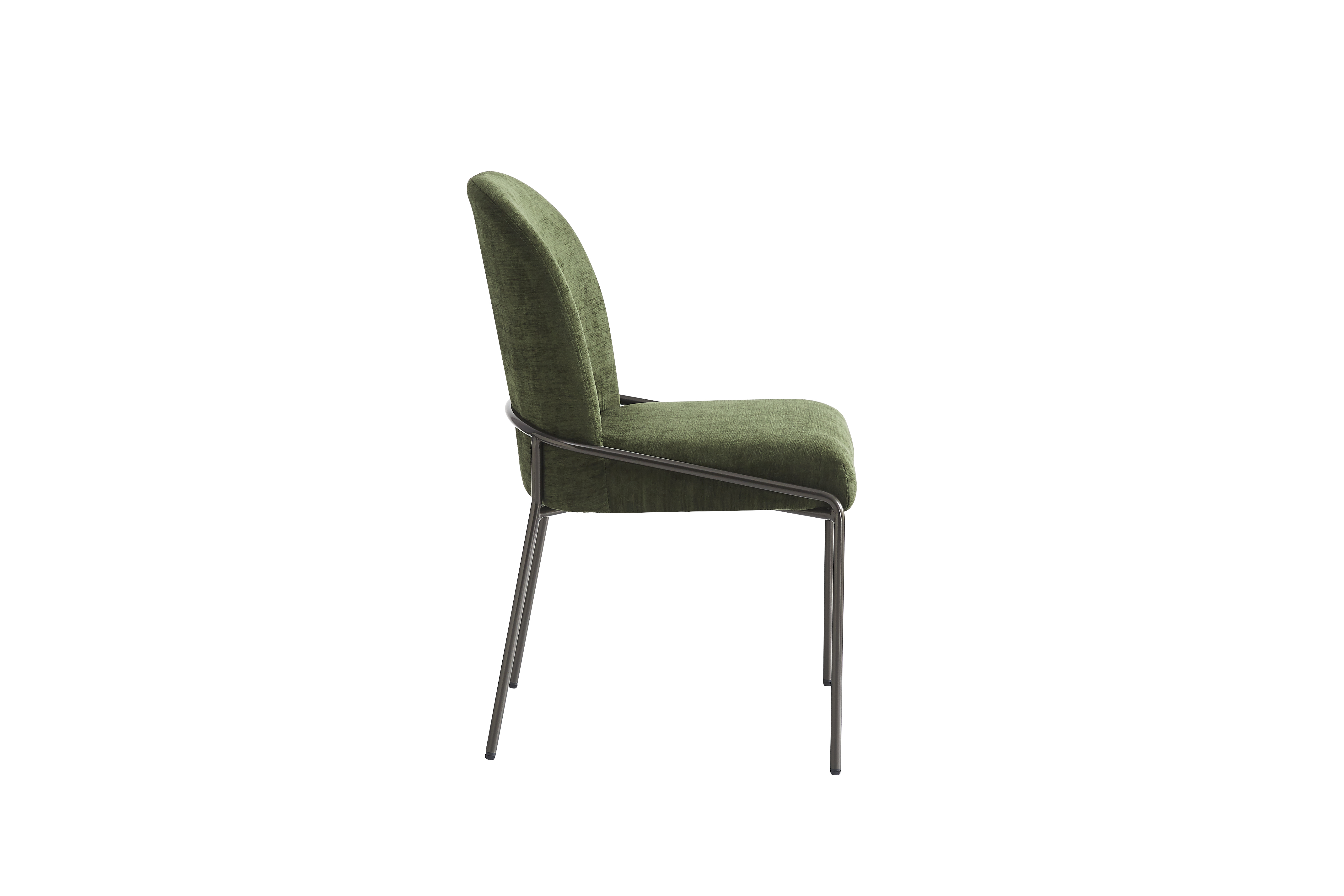 Euroco Upholstered Dining Chairs Set of 2, Mid Century Modern Kitchen Chairs with Cushion Seat and Iron Frame, Side Chairs for Home Office, Living Room, Dining Room,Green