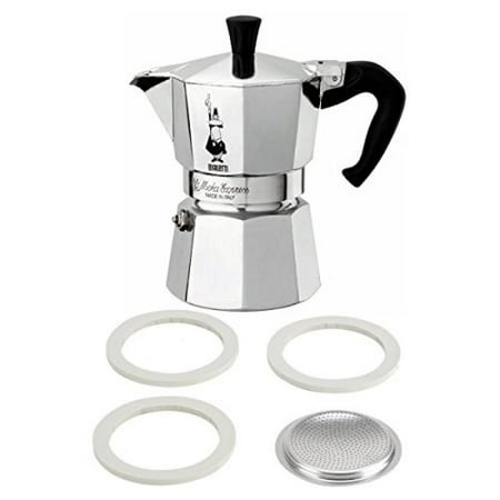 2 Item Bundle: Bialetti 3 Cup Moka Express with 3 Cup
