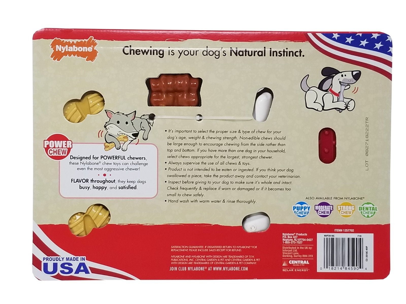 Nylabone Dog Chews for Powerful Chewers Durable & Long Lasting 4 Pack