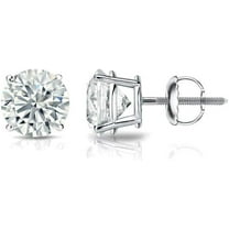 NYS Jewellrs 925 Sterling Silver 1 Ct Round Cut White Diamond Screw Back Stud Earring's 14K White Gold Plated For Women's
