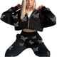 thumbnail image 4 of Chaqueta suelta de manga larga negra con capucha y cremallera para perforación en caliente para mujer Fridja  ghj987+2267, 4 of 9