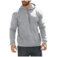 thumbnail image 3 of Wangmeiwg Mens Sweatshirts Men's Solid Color Hooded Sweater with Long Sleeves and Front Pocket for Autumn and Winter Comfort M Grey, 3 of 9