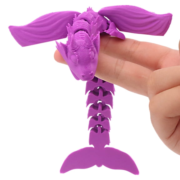 1PC Integrated 3D printed purple water dragon ornament with rotatable wings and movable joints, suitable for gifts, home decor dolls and statues, office desk accessories, party gifts