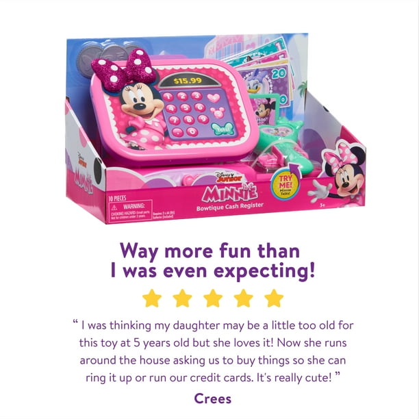 Disney Junior Minnie Mouse Bowtique Cash Register with Sounds, Dress Up and  Pretend Play, Officially Licensed Kids Toys for Ages 3 Up, Gifts and 