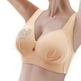 thumbnail image 1 of Women's Bras Front Closure Wireless Push Up Bra With Fixed Cup Queen Size Zero-Irritation Plus Size Bra Khaki 38, 1 of 7