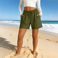 thumbnail image 2 of Delayuji Women's Short Solid Color Loose Breathable Elastic Tie Up Cotton Linen Shorts For Women Summer, 2 of 8