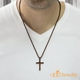 thumbnail image 4 of 555Jewelery Stainless Steel Metal Cross Unisex Adjustable Rolo Chain Religious Christian Pendant Necklace, Brown Coffee 24 inch, 4 of 8