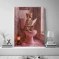 thumbnail image 5 of Mudket Cheetah on Pink Toilet Reading Newspaper Canvas Wall Art, Funny Bathroom Humor Wall Decor Pictures Waterproof Print for Bathroom Powder Room Home Decor , Framed Ready to Hang - 12"L x 8"W, 5 of 9