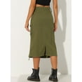 thumbnail image 3 of DARING DIVA Women's Y2K Adjustable Casual A-Line Midi Jean Skirt M Army Green, 3 of 6