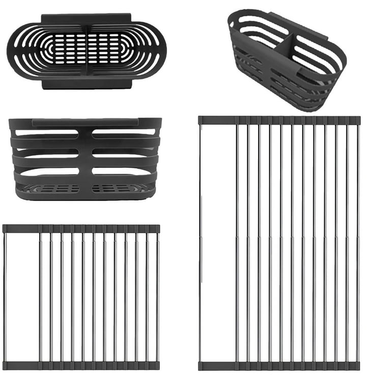 Kitchen Decor and Supplies Expandable Roll-Up Dish Drying Rack for