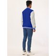 thumbnail image 4 of Chaqueta de béisbol Varsity para hombre, bloque de color, uniforme escolar, chaquetas de bombardero Letterman, azul medio, gris Unique Bargains Chaqueta, 4 of 5