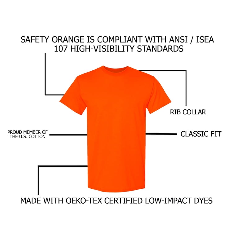 Gildan - Safety Orange T-Shirts, Workwear for Men, Hi-Vis Crew