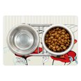 thumbnail image 1 of Poppy Pet Mat for Food and Water, Florets and Buds with Curly Leaves and Red Petals in Vintage Style, Non-Slip Rubber Mat for Dogs and Cats, 18" X 12", by Ambesonne, 1 of 2