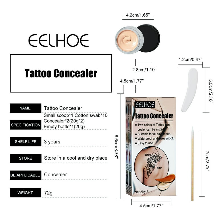 EARKITY Tattoo Cover Up, Tattoo Cover Up Makeup Waterproof, Professional Tattoo Concealer for Dark Spots, Scars, Vitiligo, And More