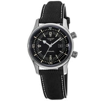Longines Legend Diver Black Dial Black Leather Strap Unisex Watch L3.374.4.50.0