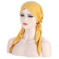 thumbnail image 2 of Herrnalise Women Solid India Muslim Ruffle Chemo Hat Headwear Head Wraps Turbans Beanie Cap Headwraps, 2 of 2