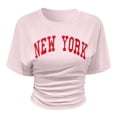 thumbnail image 4 of New York Graphic Tees for Women 2026 Summer Casual Short Sleeve Crewneck T Shirts, 4 of 4