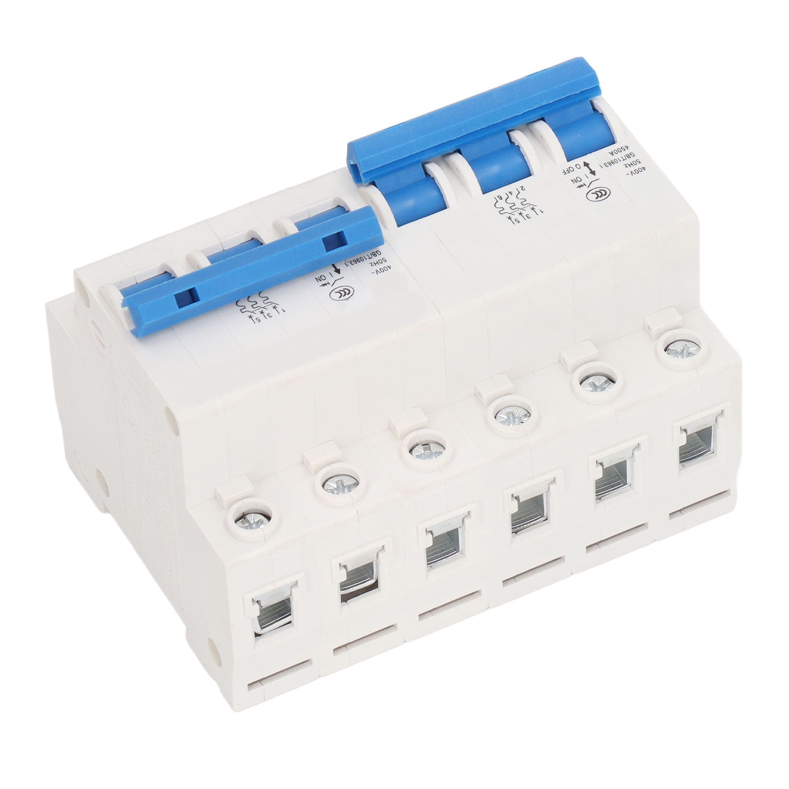 Dual Power Circuit Breaker DIN Guide Rail Micro Interlock 3P+3P 4500A Manual Transfer Switch AC400V 63A