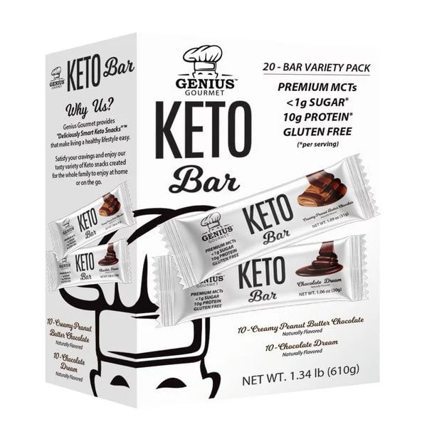 Genius Gourmet Keto Bar Variety 20 Count