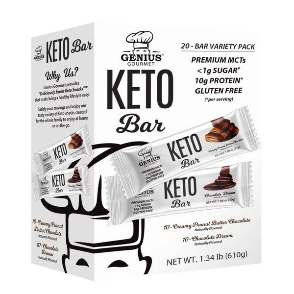 Genius Gourmet Keto Bar Variety 20 Count