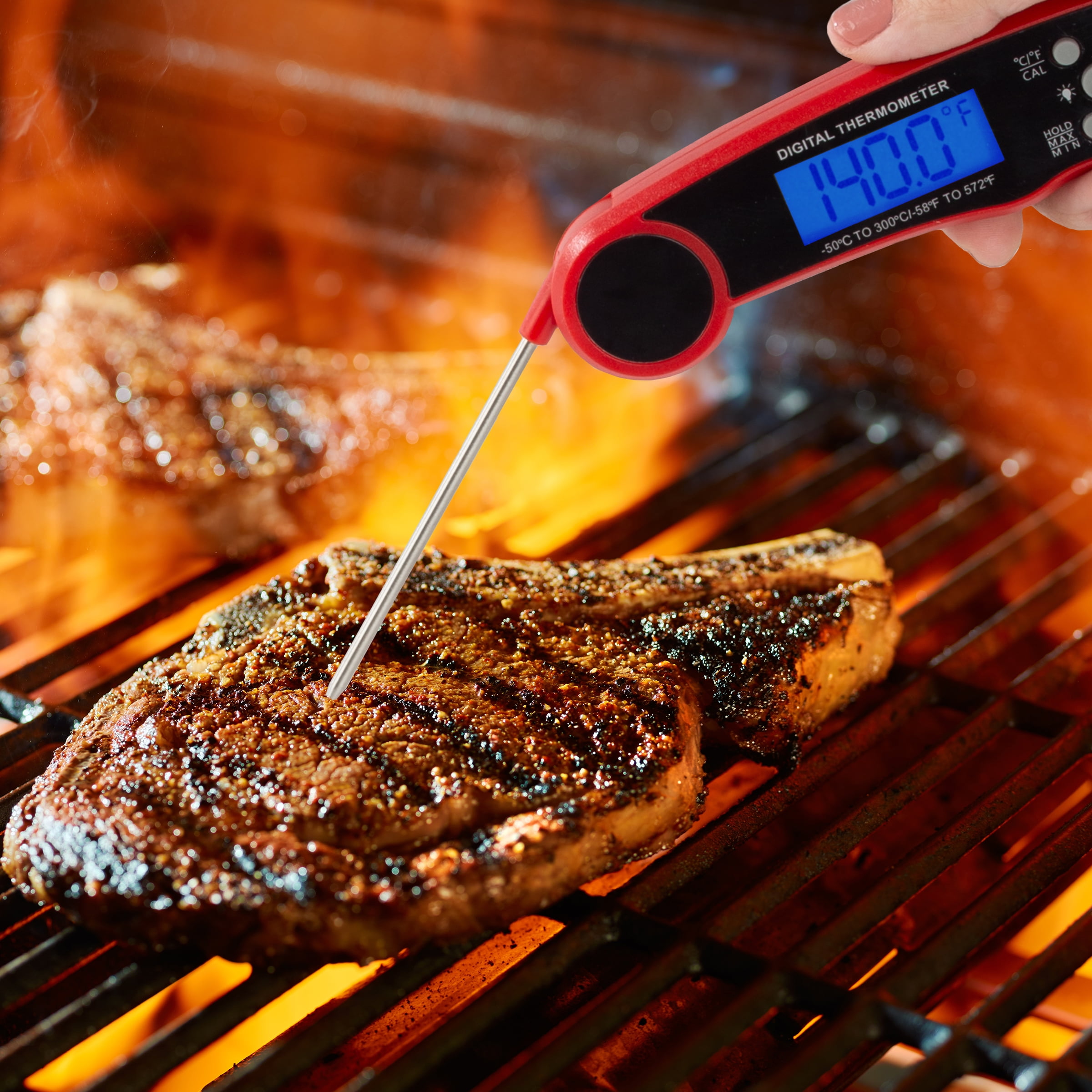 HOME-COMPLETE Red Instant Read Digital Thermometer with Water-Resistant  Feature KIT1125 - The Home Depot