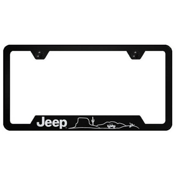 Jeep Desert Laser Etched Logo Cut-Out License Plate Frame (Black)