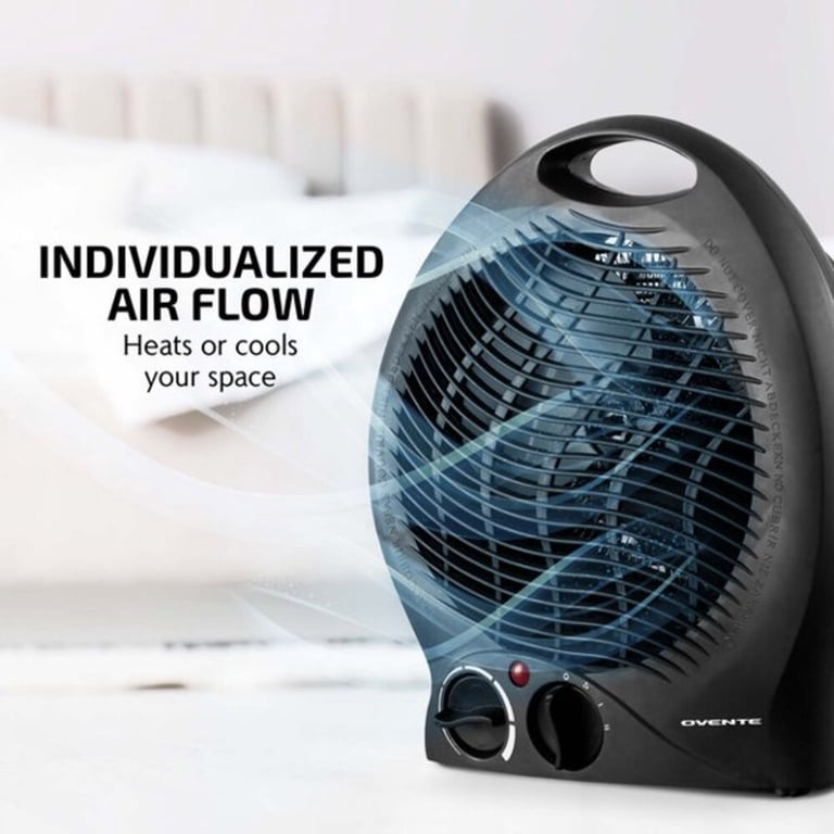 Ovente Portable Electric Heater with Thermostat Control, Indicator Light u0026  Safety Switch, Space Saving Heat up to 160 Square feet Perfect for Indoor,  Home, Bedroom Dorm Office Black, HE24B - Walmart.com