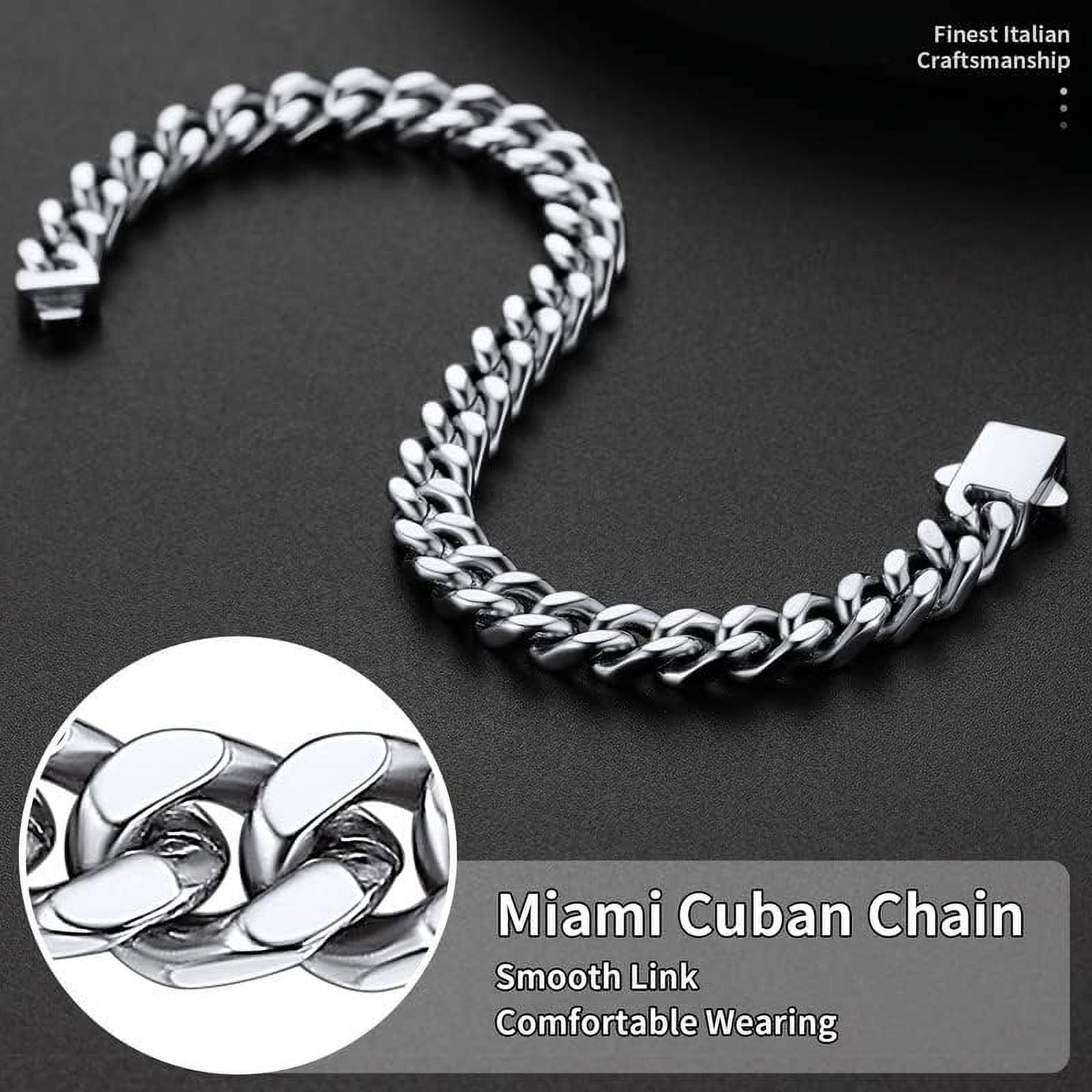 Leander Stainless Steel Cuban Link Bracelet for Men, 5mm/7mm/9mm/12mm Width, 7.5"/8.3"/9" Length, Black/18K Gold Plated Chain Wrist Bracelets for Men, with Gift Box