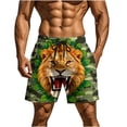 thumbnail image 3 of UVEASISHA Men's Casual Drawstring Shorts with Pockets Fashion Animal Printed Summer Beach Shorts Loose Lightweight Swimming Trunks Army Green 4XL, 3 of 9