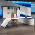 thumbnail image 3 of Corner Office Desks Reception Meeting Drawers Computer Executive Work Table Desktop Workbench Scrivania Cameretta Furniture My Lux Decor Round, 3 of 6