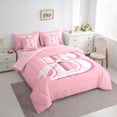 thumbnail image 3 of Manfei Kids Personalized Initial B 7pcs King Bedding Set - Kawaii Pink Bow Princess, 3 of 7