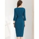 thumbnail image 4 of Vestido de Tubo Elegante Allegra K con Cuello Barco y Mangas 3/4 Lago Azul XL, 4 of 6