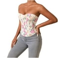 thumbnail image 2 of Abomasnow Womens Floral Corset Tops Vintage Strapless Push Up Boned Shapewear Crop Tops Fashion Zipper Back Waist Bodyshaper Tops, 2 of 9