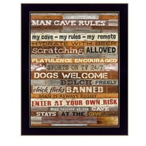 Man Cave Rules By Marla Rae Printed Framed Wall Art Wood Multi-Color