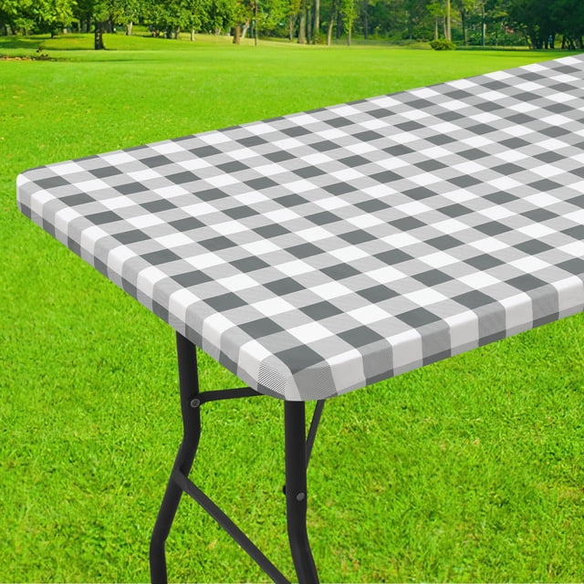 Mantel rectangular Smiry para pícnic, impermeable, 180 x 75 cm, color blanco y gris