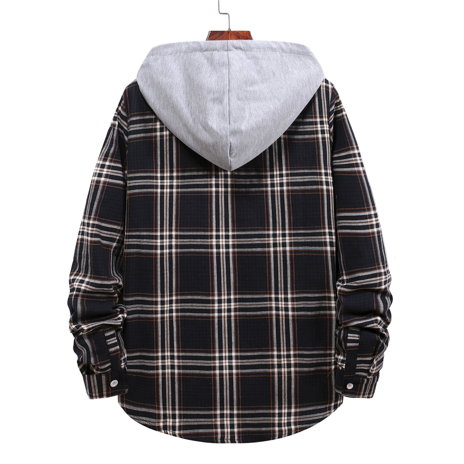 Mens Flannel Hoodies Shirts Long Sleeve 
