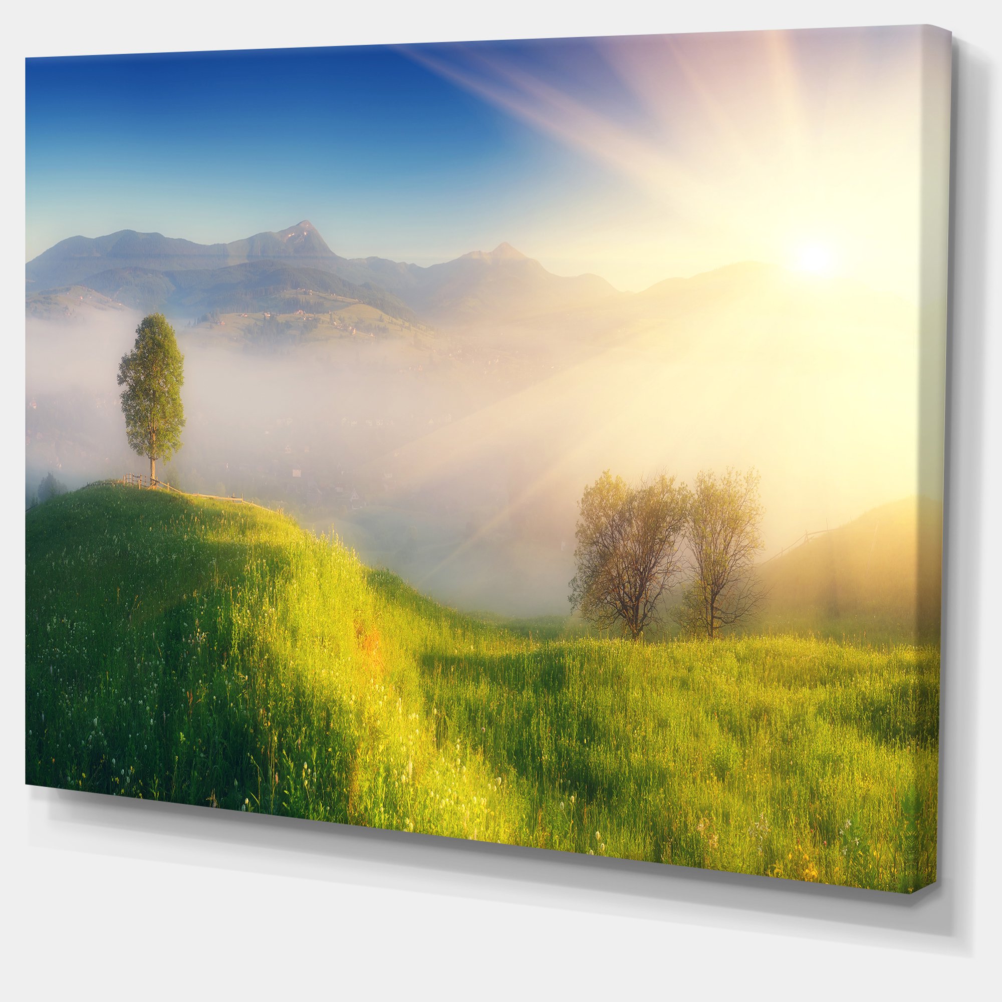 Morning Mist Over Mountain Village Extra Large Landscape Canvas Art Print Walmart Canada