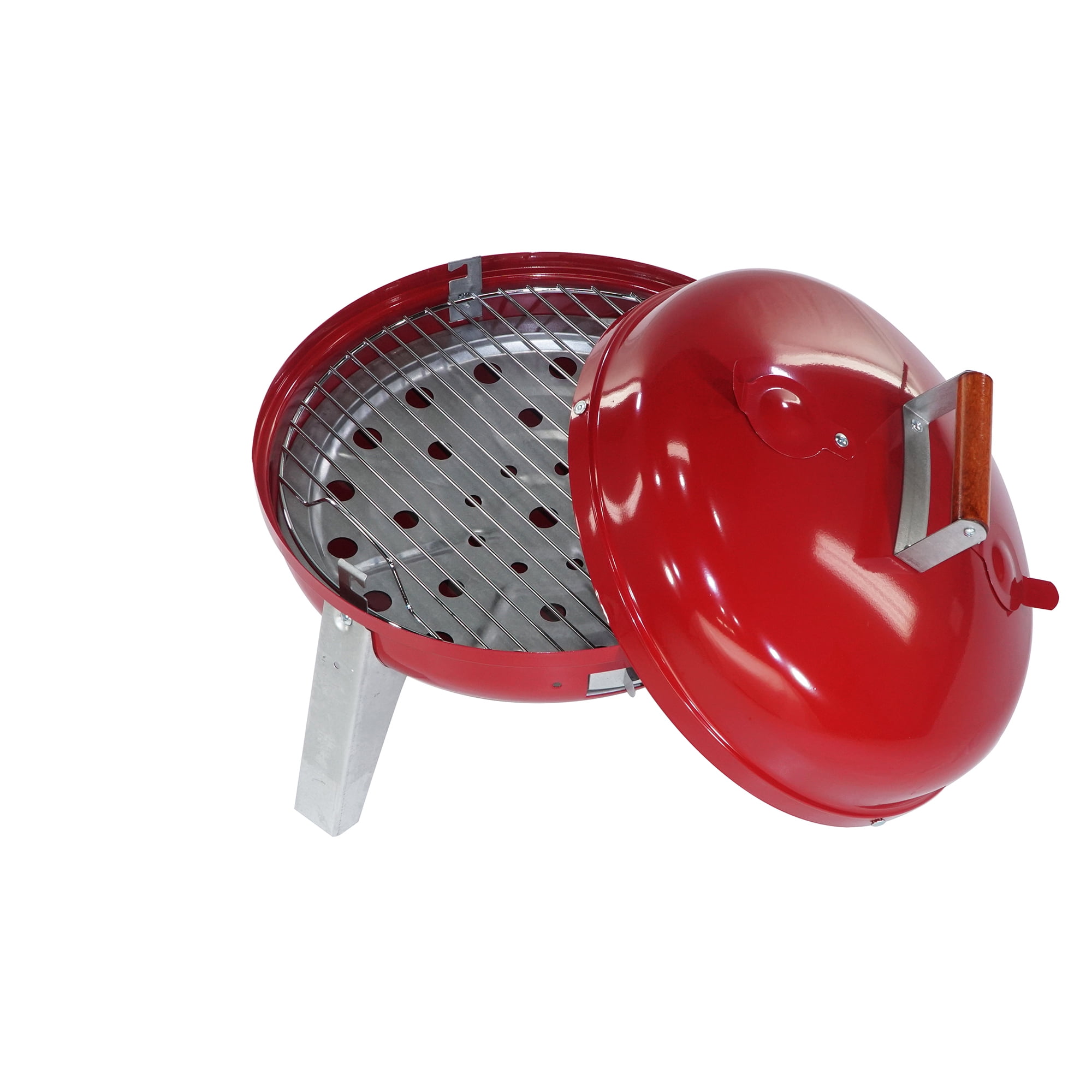 Americana Lock 'N Go Portable Steel Charcoal Grill, 176 Sq. In. Cooking Area, Red