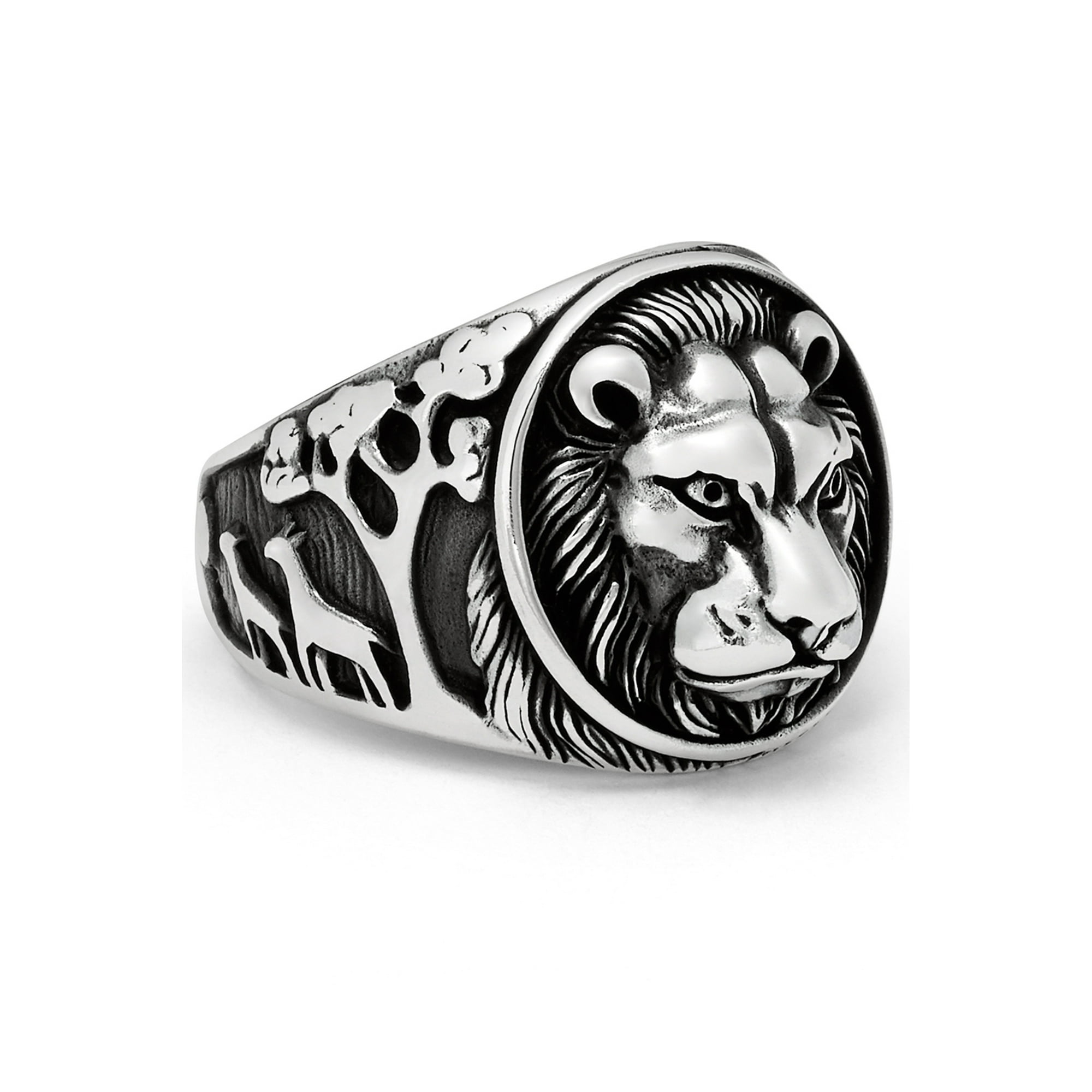 Men's Lion Head Sterling Silver 925 Ring Animal Kingdom 3D Vintage 19MM