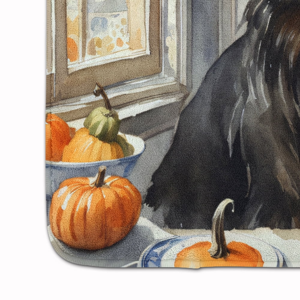 Carolines Treasures DAC1828RUG 19 x 27 in. Unisex Belgian Sheepdog Fall Kitchen Pumpkins Memory Foam Kitchen Mat