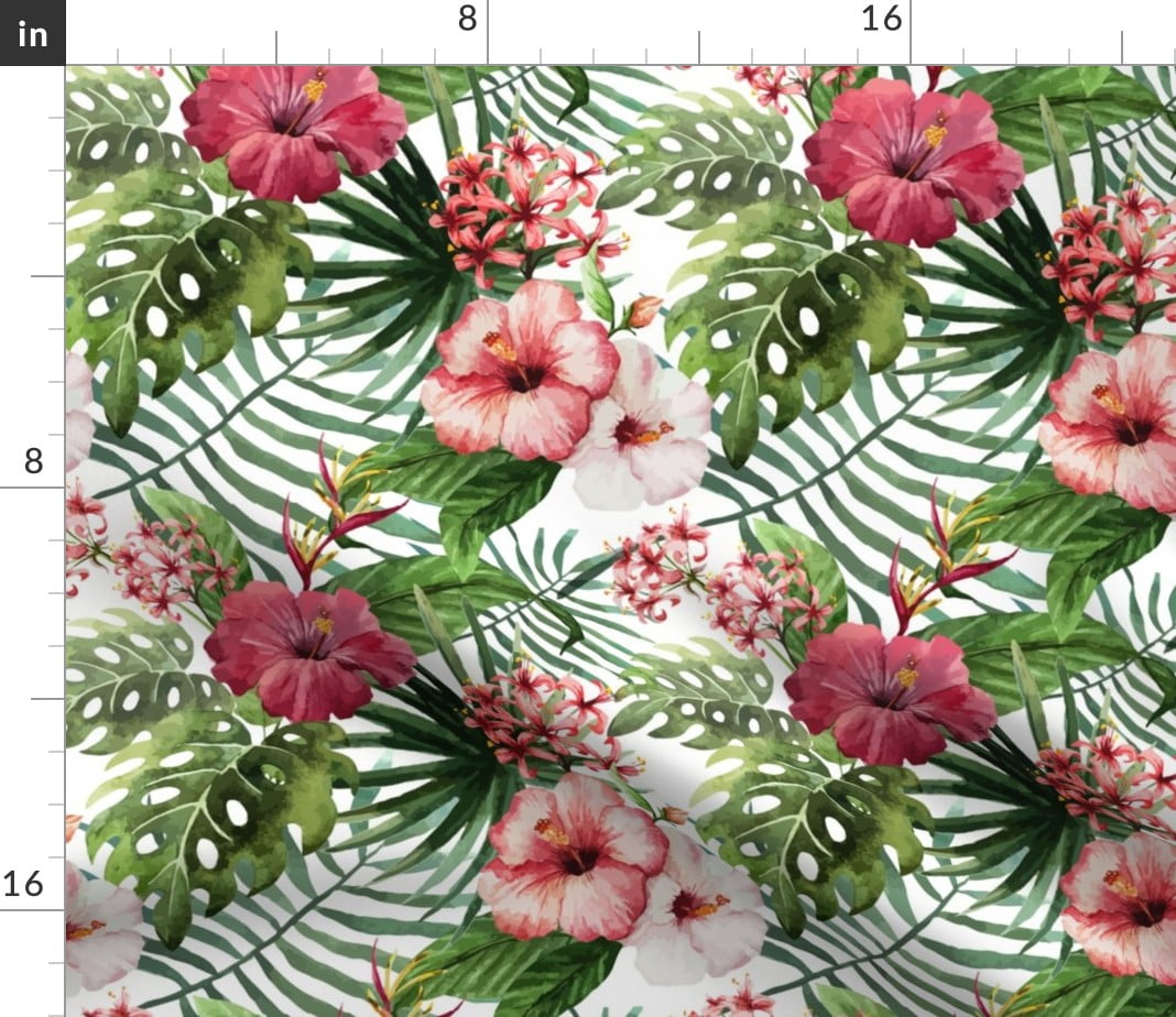 HOSNYE Hibiscus Flowers Throw Pillow Case Cushion Covers Summer Colorful Hawaiian Tropical Plants Palm Leaf Cotton Linen for Couch Bed Sofa Car Waist 18 x 18 inch 