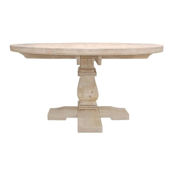 58 in. Rounded Solid Wood Dining Table, Light Brown