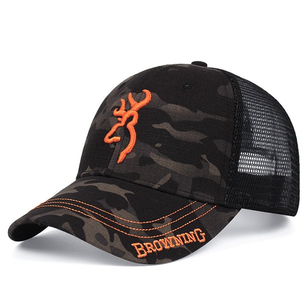Summer Breathable Mesh Cap Browning Embroidered Trucker Cap Fashion All-match Baseball Cap for Men Outdoor Sunshade Sun HatAdjustable 56-60cm Gao Jinjia LED