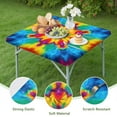thumbnail image 4 of Tie Dye Colorful Flower Pattern Square Fitted Tablecloth with Elastic Edge,Square Table Cover,Washable Elastic Table Cover for Home Kitchen Party Decor 36"x36", 4 of 6