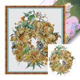thumbnail image 1 of (HA106) Hilo Algodón Ecológico Bordado No Manchú 14CT 2 Hebras Impresión 33*37cm Kit Serie Flores Punto Cruz Con Corona Cosecha Otoño Dorado (borde Gancho), 1 of 9