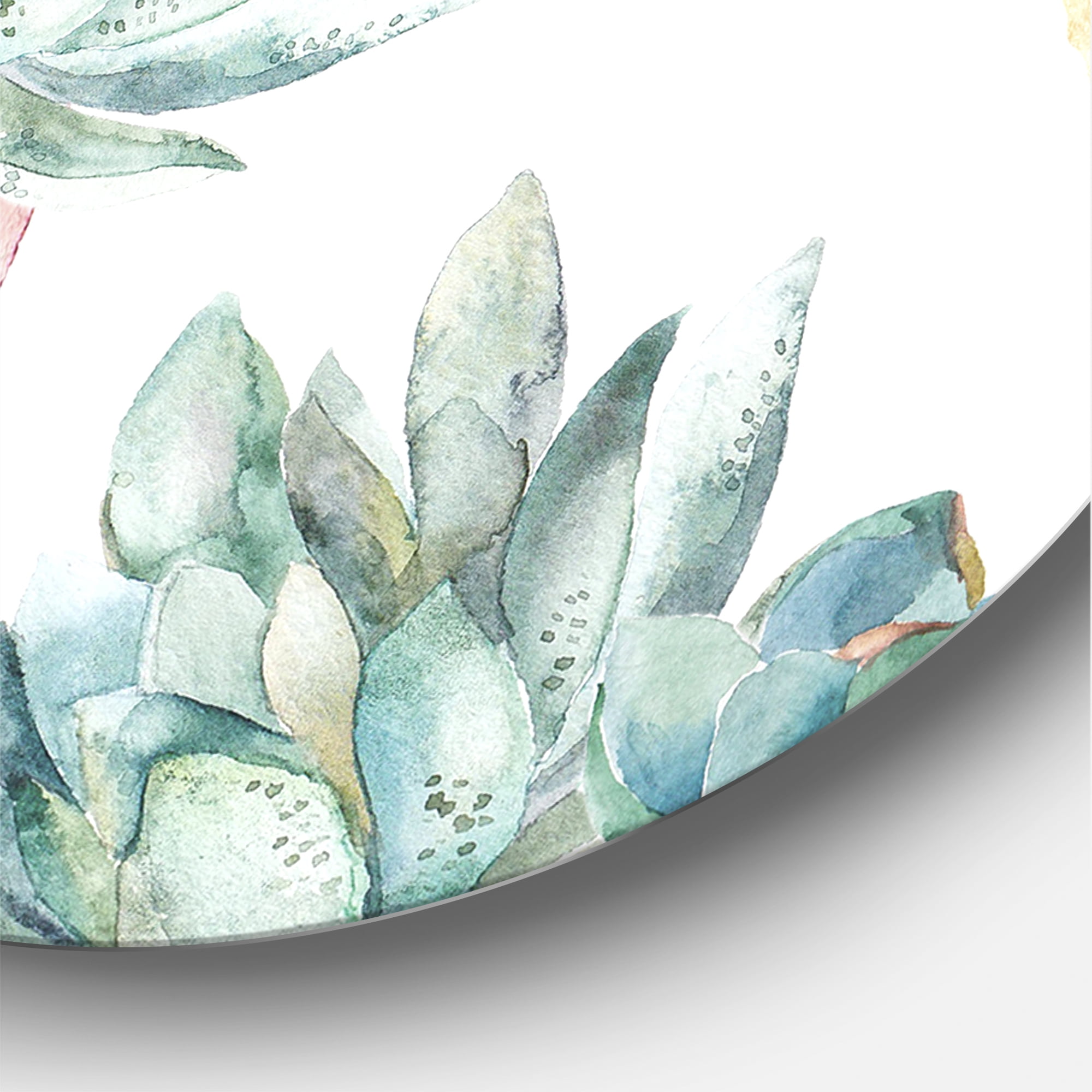 Designart 'Pastel Toned Succulent Housplants in Flowerpots' Traditional Circle Metal Wall Art 23x23 - Disc of 23