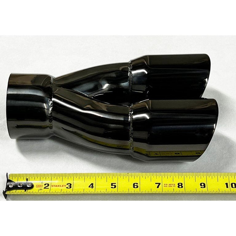 Wesdon Exhaust Tip 3" Inlet, Dual 3" X 9.5" Long, Black Chrome, 304 Stainless Steel, Round Double Wall