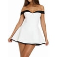 thumbnail image 2 of Women'S Off Shoulder Mini Dress Slimming Summer Sleeveless Corset Short Party Bodycon Y2K Dresses White S, 2 of 7