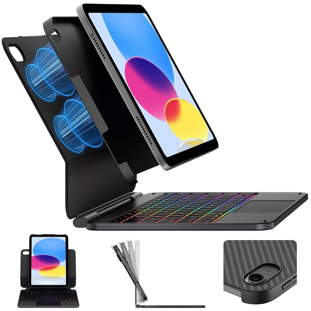 typecase Edge+ iPad 11th 10th Gen Case with Keyboard (11" 2025 A16 & 10.9" 2022) – Magic Keyboard-Style with RGB Backlit & Trackpad, Slim Prote