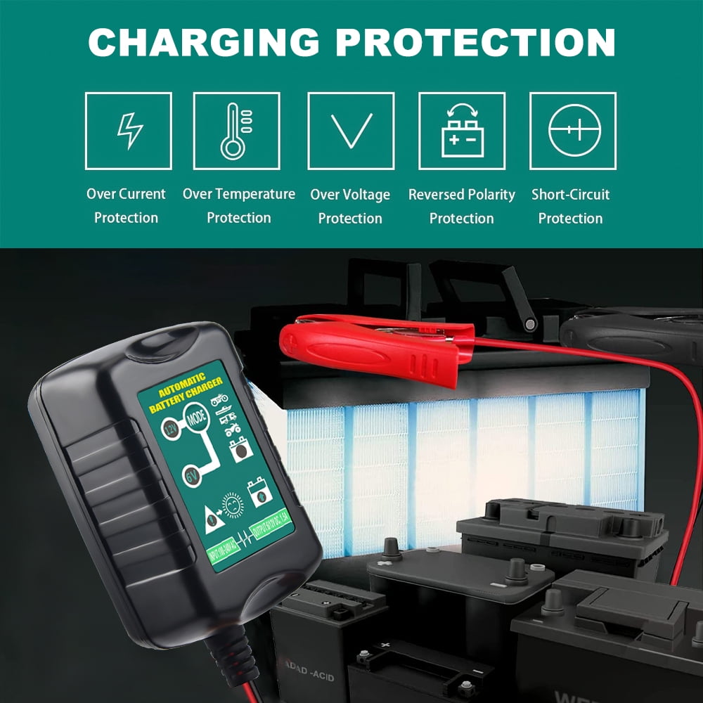 Welan 12V/6V Smart Battery Tender, 1.5A Battery Charger and Maintainer, Trickle Charger for Car Motorcycle